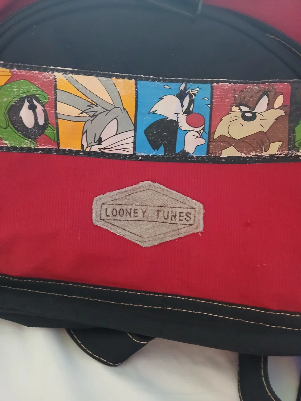 Vintage Looney Tunes Large Canvas Backpack Red/Black